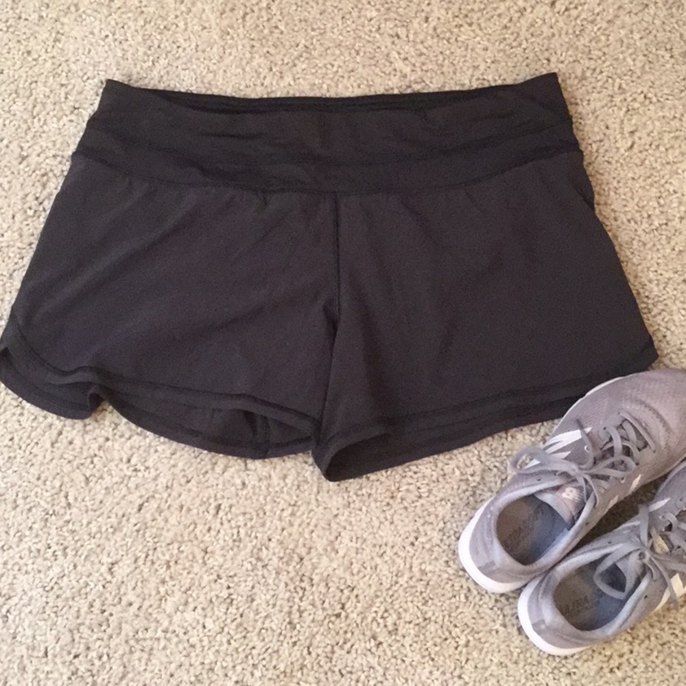 Lululemon black running shorts.